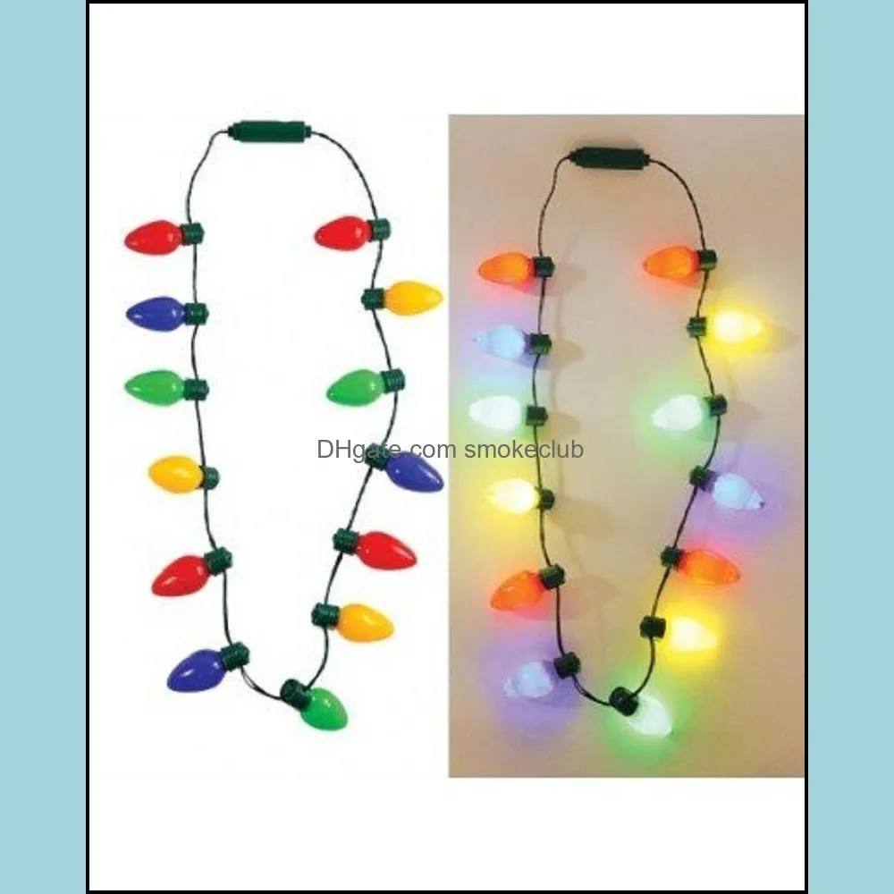 Multicolor Flashing Christmas Bulb LED Necklace Light Up Party Favors Best Party Lights Necklace Christmas Decorations 12 bulbs 13