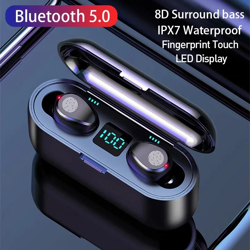 Auricolari Bluetooth TWS con microfono Touch Control Cuffie wireless HIFI Mini Auricolari in-ear Sport Heasetset Chiamata