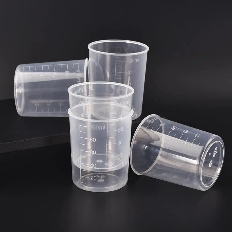 100 ملليلتر البلاستيك تخرج قياس كأس السائل الحاويات الايبوكسي الراتنج سيليكون صنع أداة شفافة خلط كوب diy خلط أداة