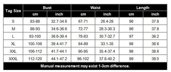 ED-A113 knee length size chart