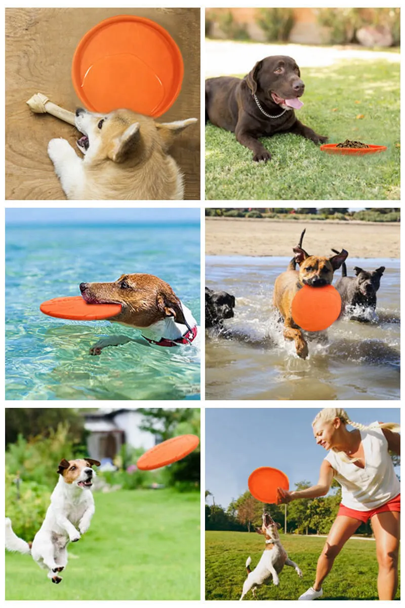 Dog Bowl Dog Flying Discs Soft Rubber Indestructible Trainers Pet Toy Dog Flying Saucer Bright Color for Dogs to See Large 5.9in