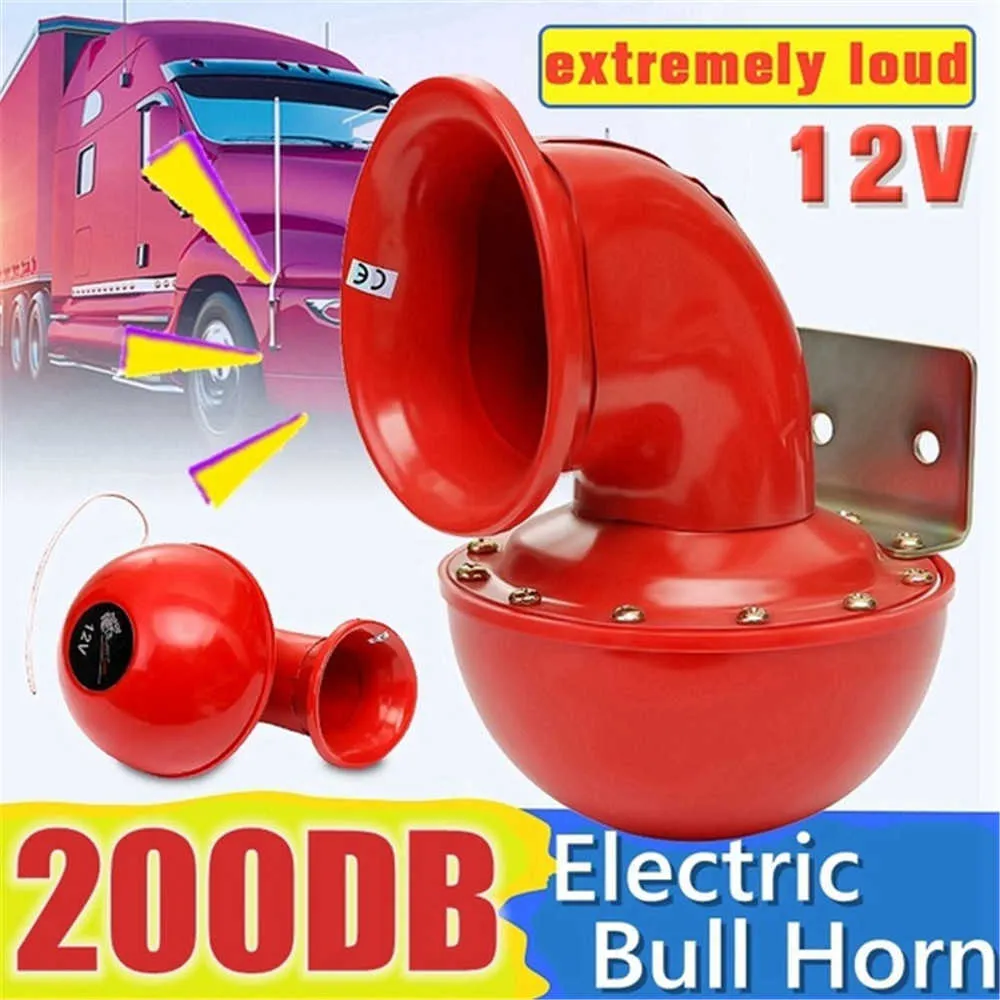 Novo baixo consumo de energia de baixo consumo de ar quente 12 v vermelho elétrico bull chifre alto 200db chifre de ar raging som para carro motocicleta barco barco