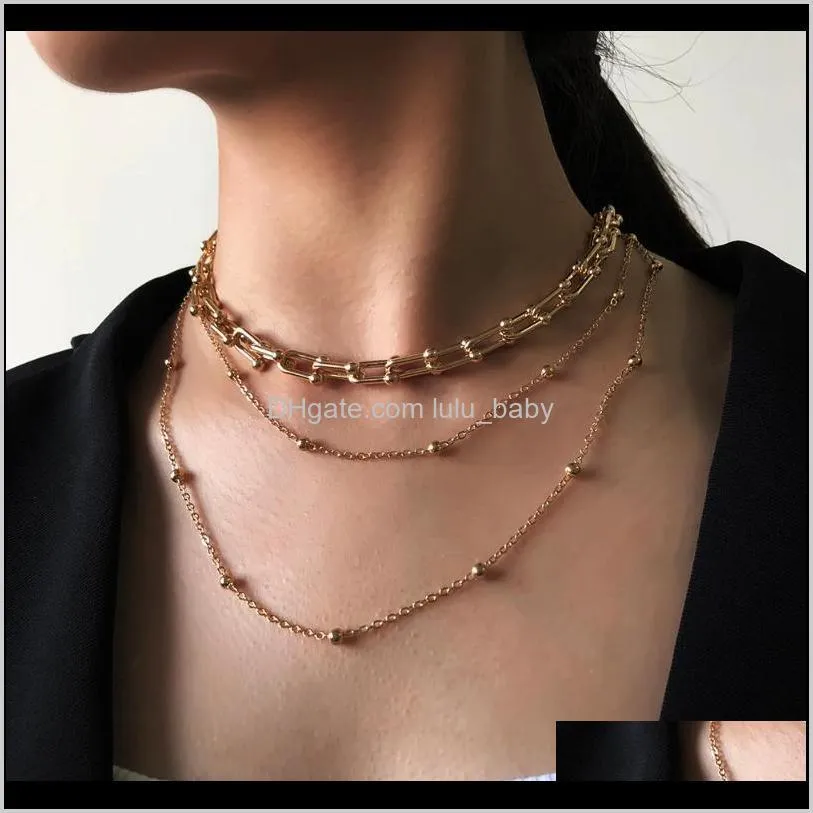 Cuban Link Choker Chain Necklace For Women Girls Multi Layer Curb Gold Color Necklaces Punk Trendy Jewelry Statement Party Gifts