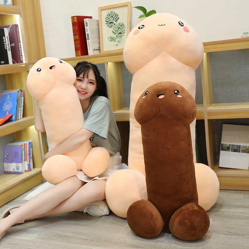 Eğlenceli Kawaii Uzun Penis Peluş Oyuncaklar Yastık Seksi Yumuşak Oyuncaklar Dolması Komik Yastık Simülasyon Kız Arkadaşı Için Ev Yastık Hediye Q0727