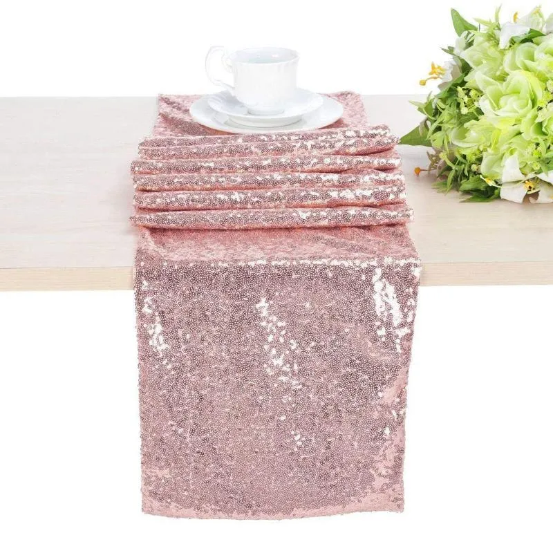 Vaisselle Jetable 1 Packs Glitter Sequin Chemin De Table Pour Anniversaire Mariage Fiançailles Douche Nuptiale Bébé Célébration Décorations De Fête