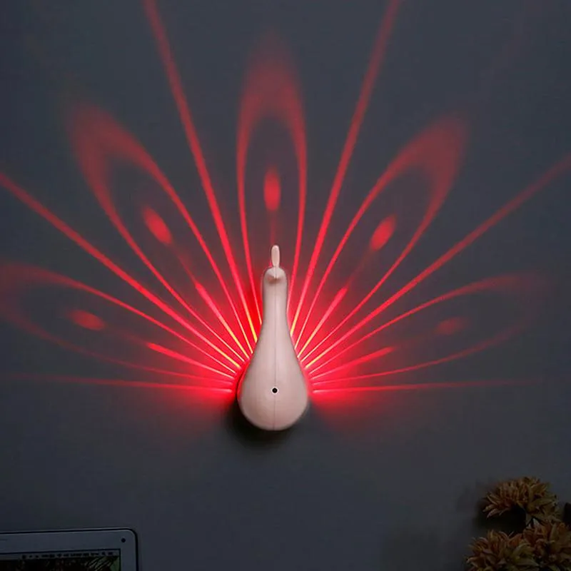 Lampada da parete Creative Led Peacock Light Novità notturna telecomandata per la decorazione della scala del fondo del comodino della camera da letto
