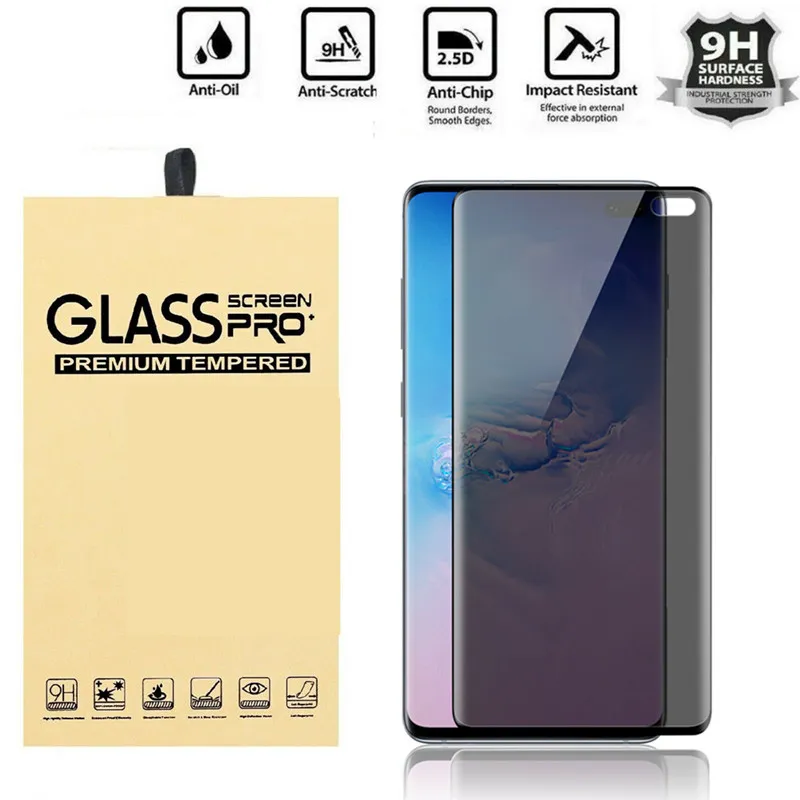 Full Cover Private Tempered Glass For Samsung Galaxy S10 S30 S20 Plus S10E Antispy Screen Protectors Privacy with package