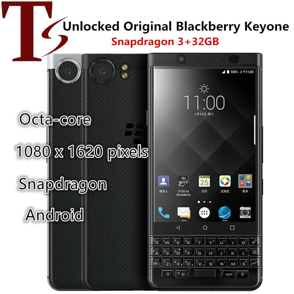 Generalüberholte Original-Blackberry-Keyone-Telefone, 4,5-Zoll-Octa-Core-3GB-RAM-32GB-ROM-12MP-Kamera, entsperrtes 4G-LTE-Android-Smartphone