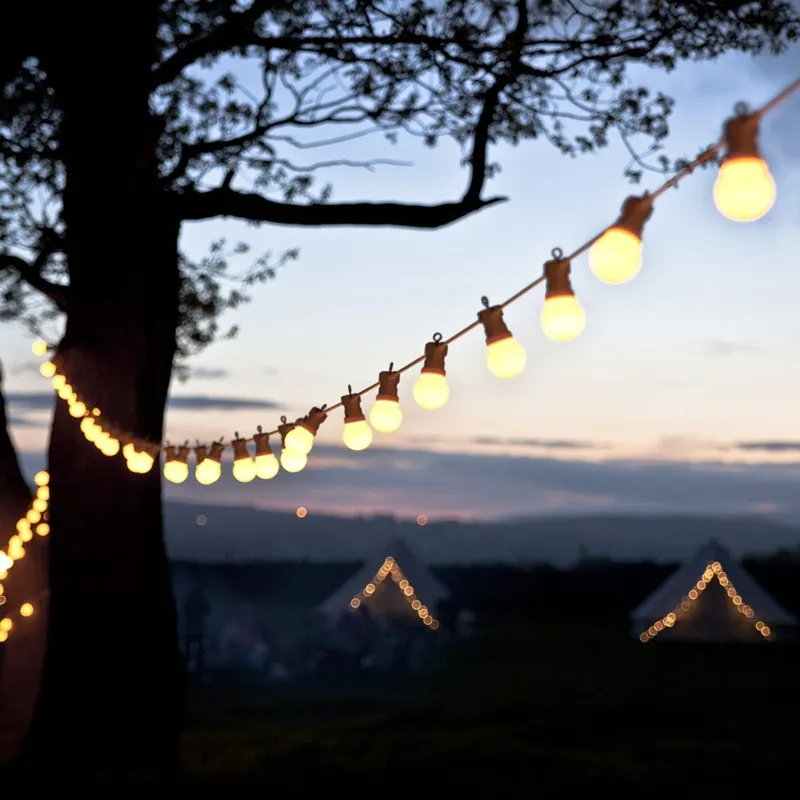 درب التبانة 23m 25 LED FESTOON LIGHTS BULB String Fairy Light Connectable White Cable Outdoor Wateproof Christmas حفل زفاف D2.0 D2.0