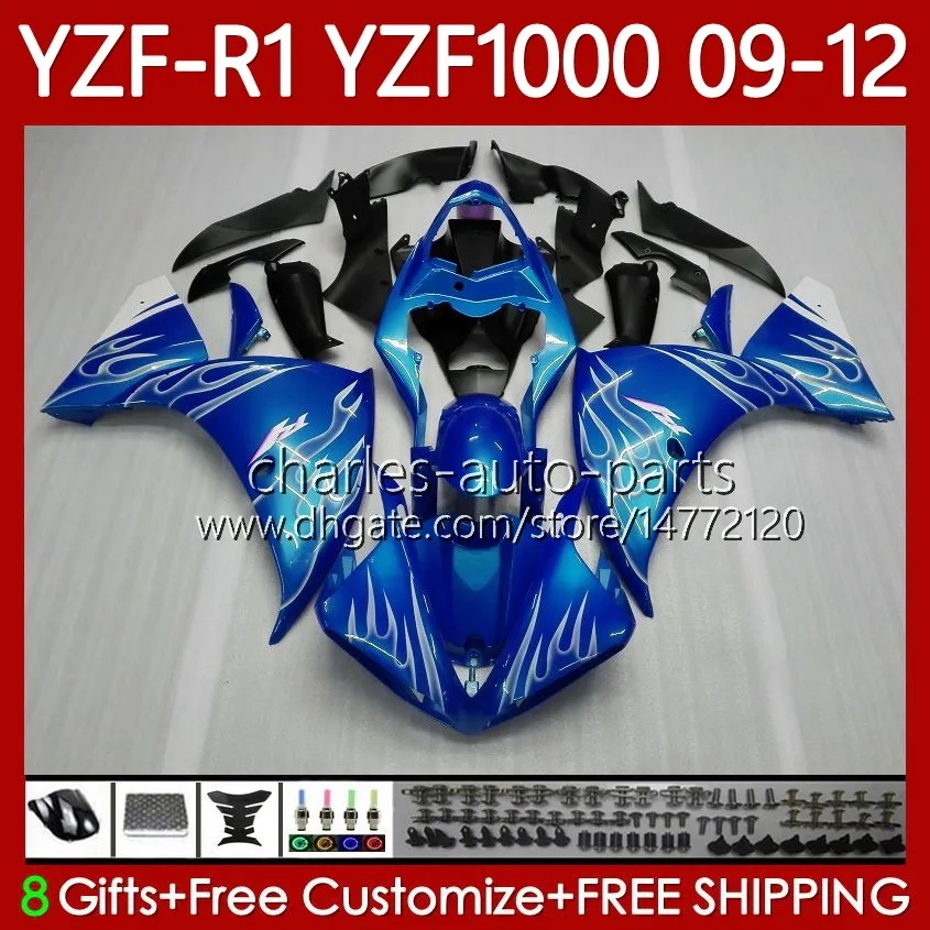 الجسم OEM ل YAMAHA YZF-R1 YZF1000 YZF R 1 1000 CC 2009-2012 Bodywork 92NO.8 YZF R1 1000CC YZFR1 Metallic Blue 09 10 11 12 YZF-1000 2009 2011 2012 2012 موتو هاتنجات كيت