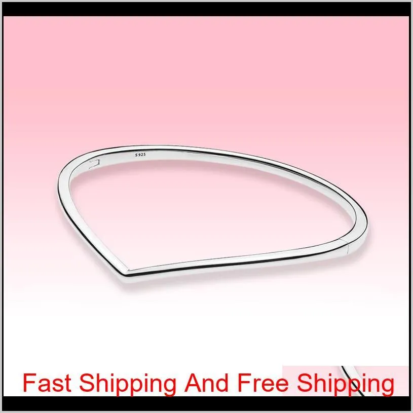 new polished wishbone bangle bracelets women high quality jewelry for  925 sterling silver bracelet with original retail box