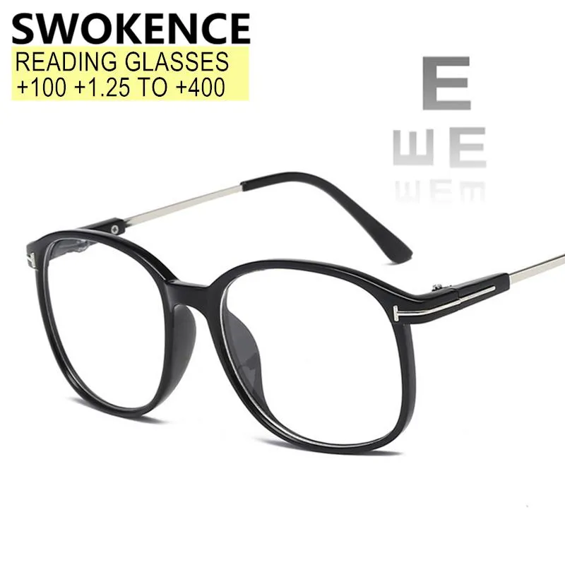 Солнцезащитные очки Swokence +50 +75 +100 +125 до +400 Очки для чтения Женщины Мужчины Высокое Качество Полный рецепт Hyeroopia Presbyopic Eyeglasses R508
