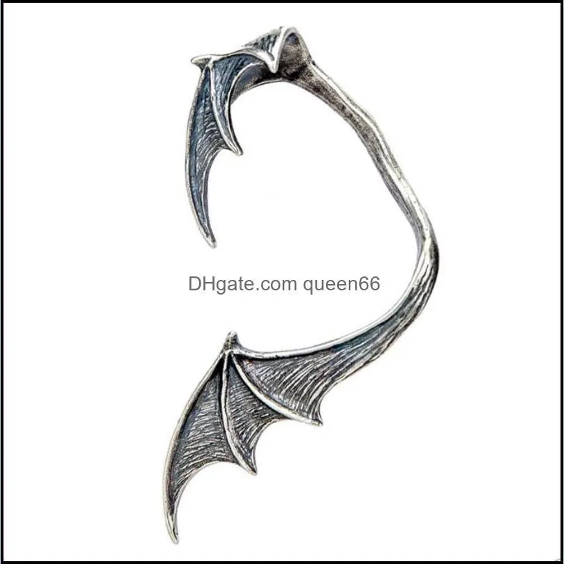 Stud 925 Sterling Silver Dragon Wing Climber Crawler Wrap Cuff Earring Biker Jewelry A1731