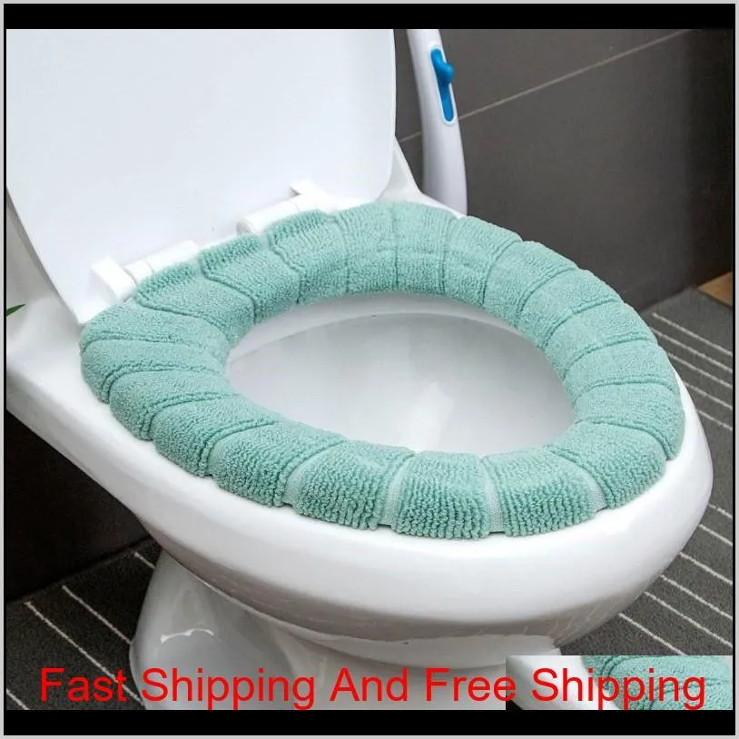 comfortable velvet coral bathroom toilet seat cover winter toilet cover household closestool mat seat case lid cover