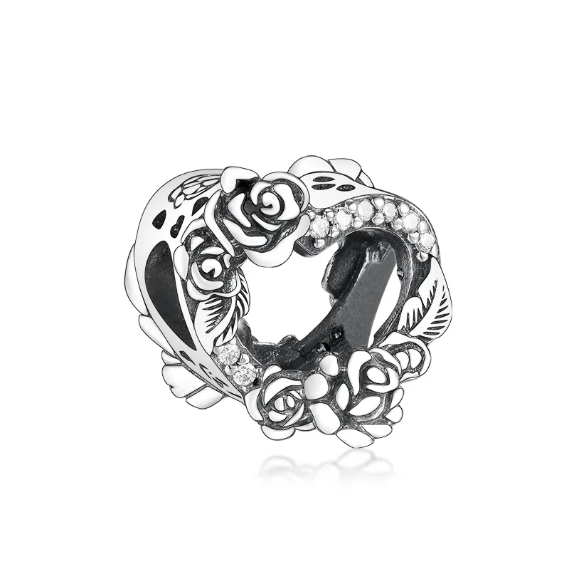 Ajuste Original Pandora Charms pulsera de plata de ley 925 brillante entrelazado corazones encanto cuentas mujeres DIY joyería hacer Berloque242R