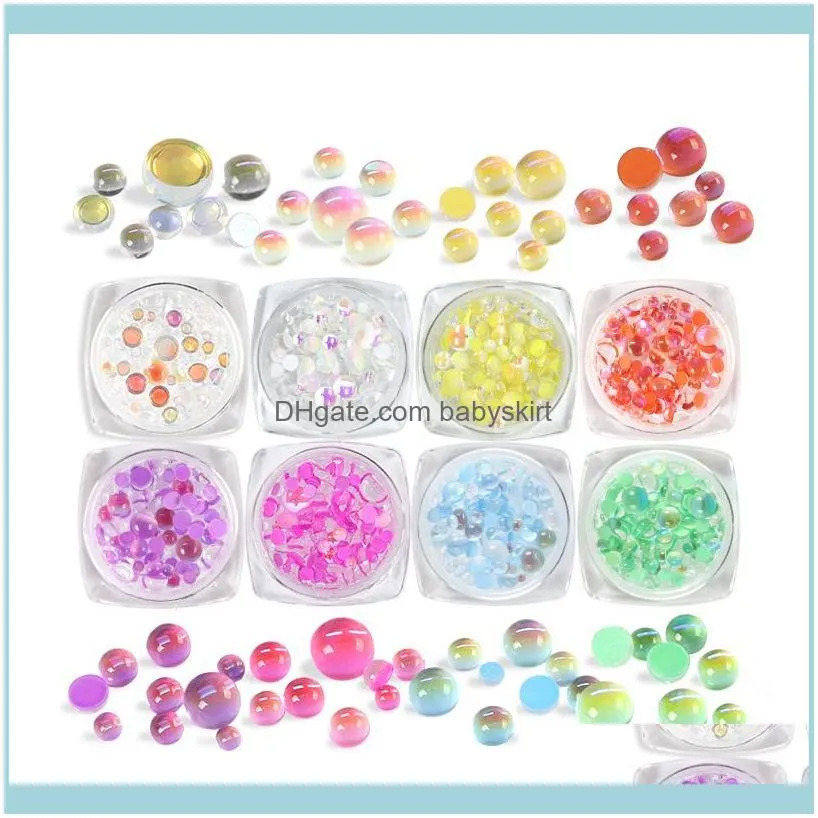 Nail Art Decorations Mermaid Color Half Round Pearl Mixed Gradiented Flatback ABS Rhinestone Pearls Beads Supplies For Professionals
