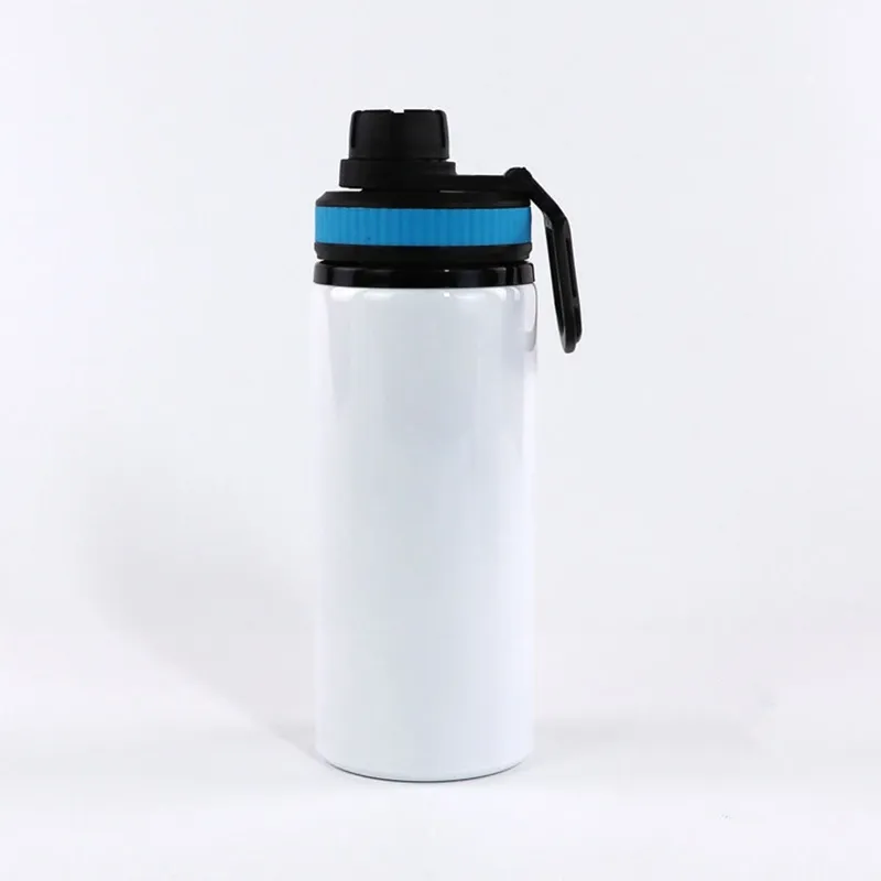 sublimação Em branco de alumínio garrafas de água 600ml resistente ao calor chaleira chaleira esportes copos brancos capa copos com cabo marítimo T500476
