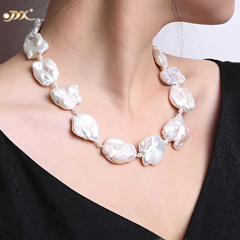 JYX Fine White Freshwater Cultured Baroque Pearl Necklace Party Wedding Jewery Gift AAA 16-20" 328 pearl necklace