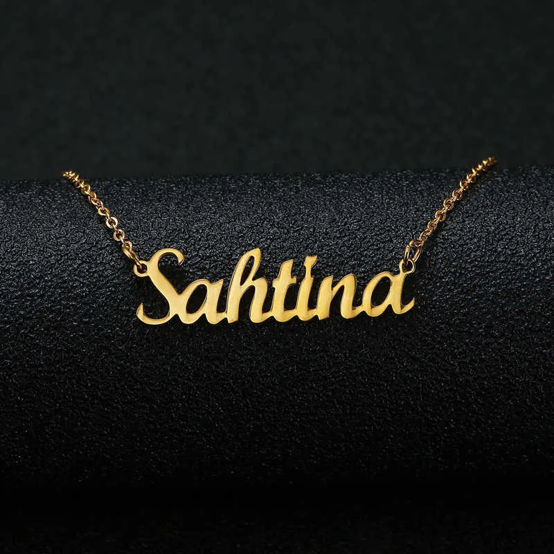 Gold Silver Color Personalized Custom Name Pendant Necklace Customized Cursive Nameplate Necklace Women Handmade Birthday Gift fashion