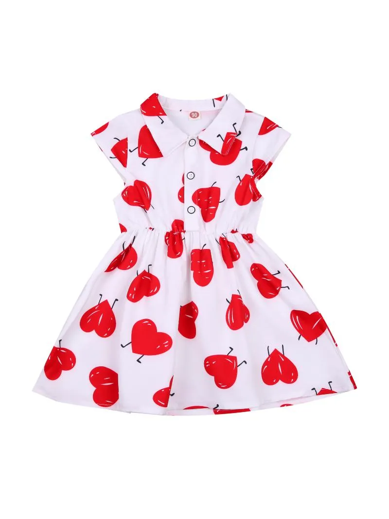Valentine's Day Toddler Girl Outfit Senza maniche Cuori Bambini Bambini Ragazza San Valentino Vestiti Vestiti 2-7T