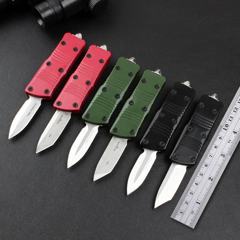 Mini couteau automatique UT85 Self Defense Tactical 9CR18MOV Lame en alliage de zinc et d'aluminium Poignée EDC Outdoor Camping Fighting Auto Couteaux Couteau de poche