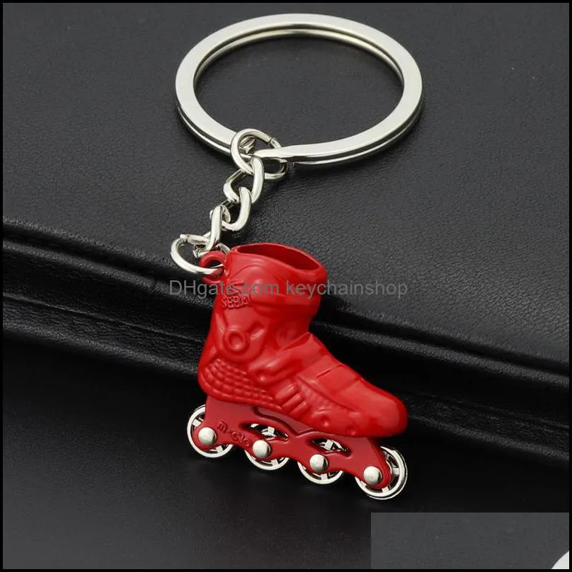 Keychains Creative gift cartoon ice skate roller skates metal keychain pendant rink promotional gifts multicolor