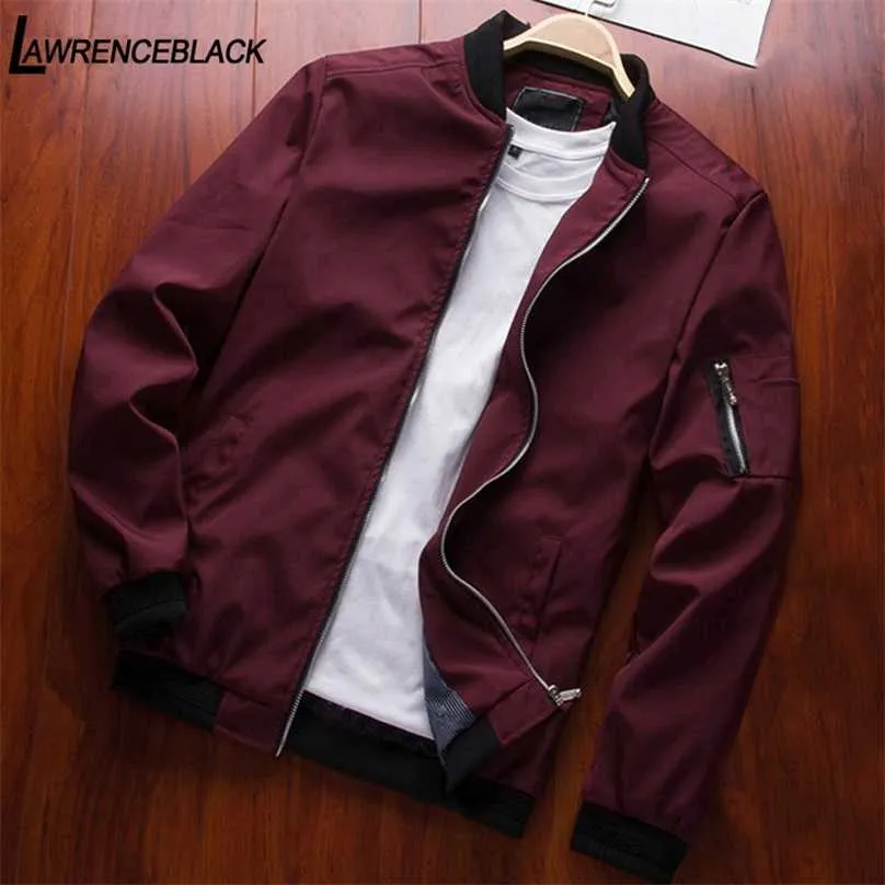 Homens Bomber Jacket Fino Slim Manga Longa Beisebol S Mens Windbreaker Zipper Macho Outwear Roupas de marca 211217