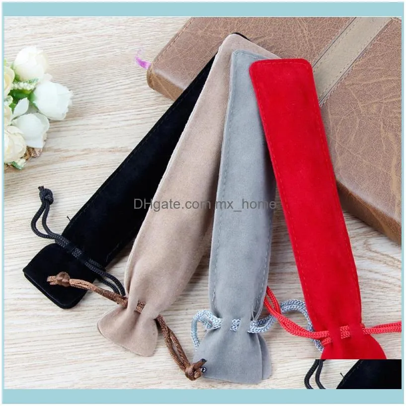 5pcs/lot Colors Flannel Drawstring Pencil Case Pen Bag for Crystal Diamond Roller Ball Pen Stationery Bag Office School Supplies