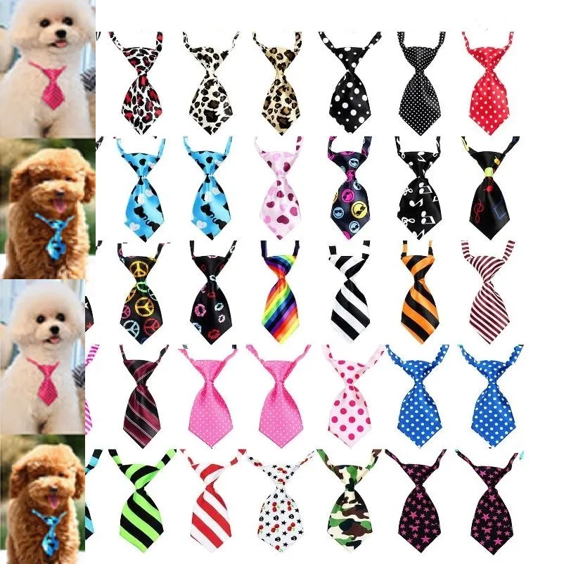 100pc/działka Sprzedaż Nowa kolorowa ręcznie robiona odzież dla psa Regulowana muszki dla zwierząt krawat