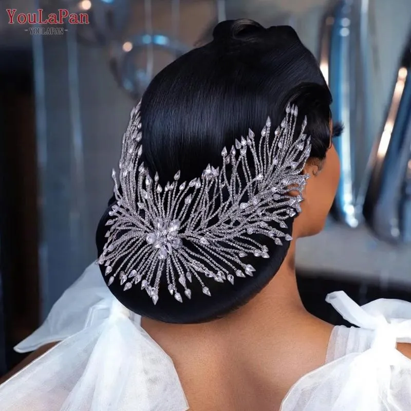 ヘッドピースYoulapan Diamonds Bridal Headband Handmade Rhinestone Tiara Pageant Crown Wedding Healthaped Hair Accessory Jewelry