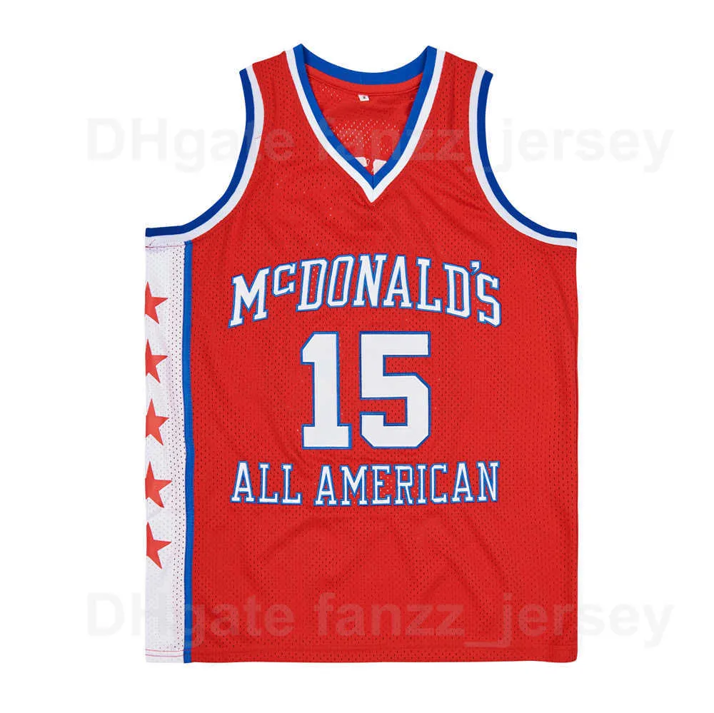 Movie McDonalds All America Basketball Vince Carter Jersey 15 Team Color Orange Away Breathable For Sport Fans Pure Cotton Shirt University Top