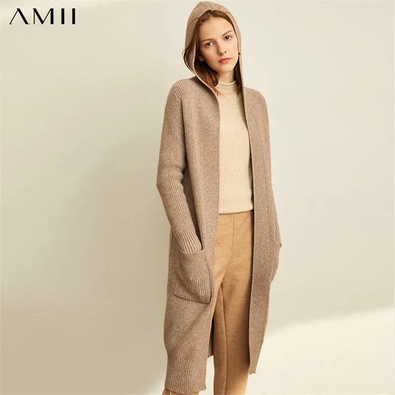 Minimalism Spring Lazy Sweater Coat Women Fashion Loose Hat Long Knitted Female Cardigan Tops 11940475 210527