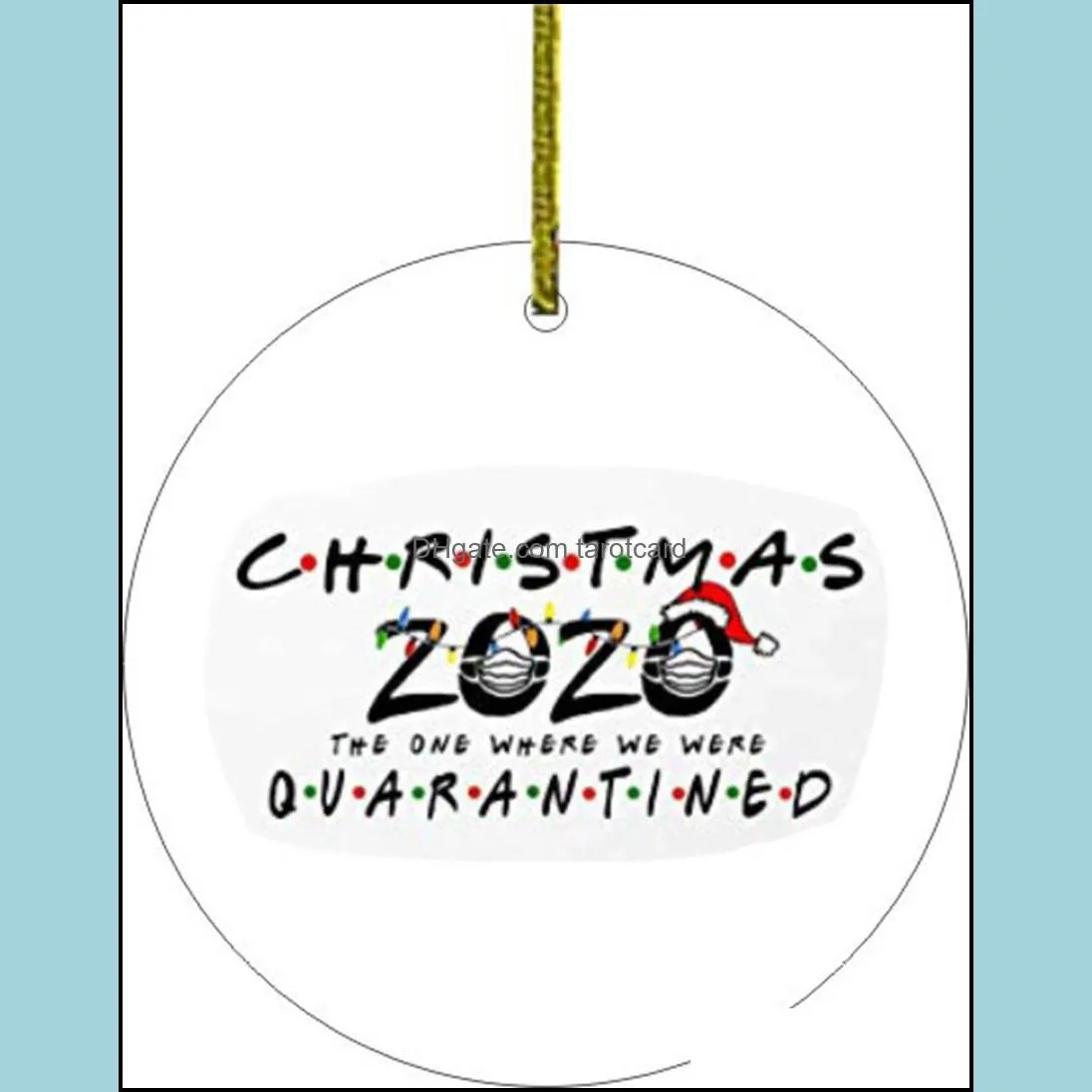 17style 2020 Ceramic Christmas Ornaments 3 Inch Round Christmas Tree Pendant Santa Wearing a Mask Christmas Decorations Wholesale