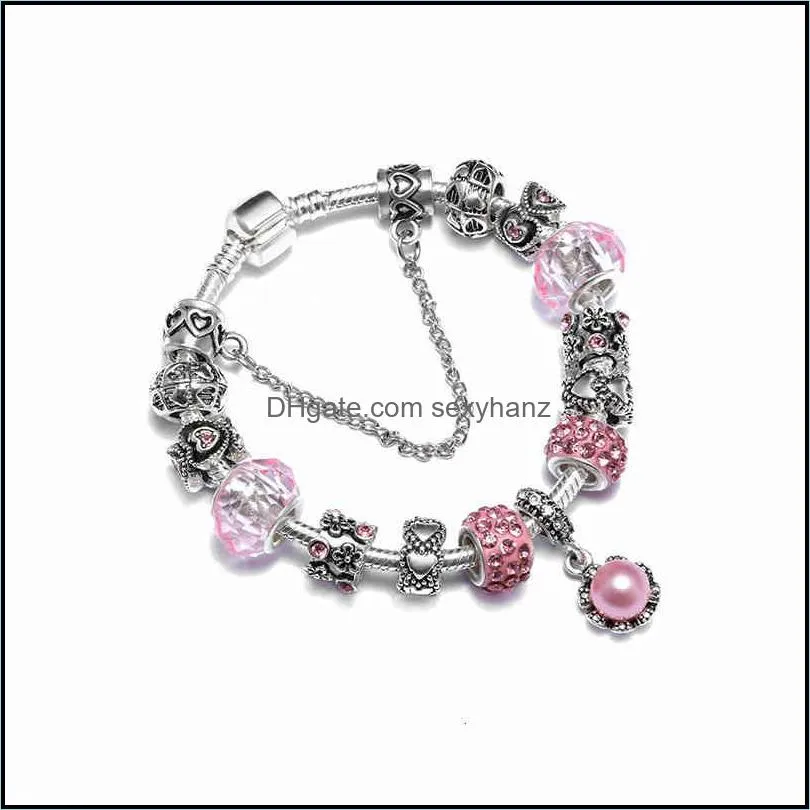 Bracelets bracelet crystal Diamond pearl large hole Bead Pan Feng DIY electroplating alloy