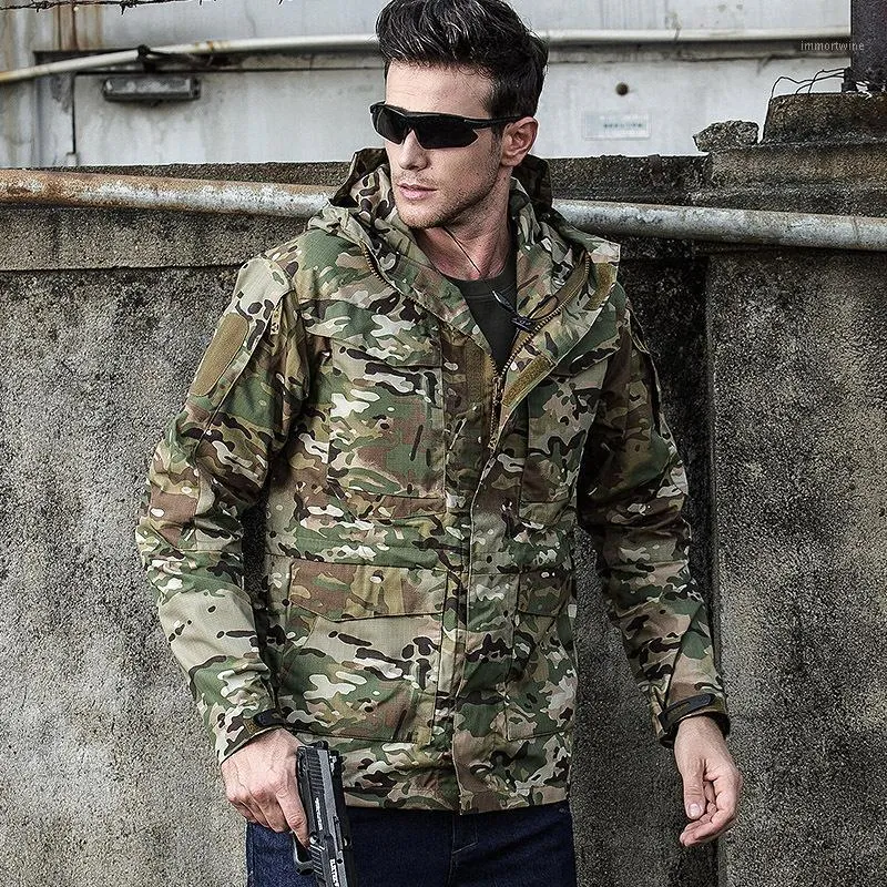 Men's Jackets Army Field Tactical Jacket Men Waterproof Windbreaker Rip-stop SWAT Camouflage Military Multi-Pockets Winter Coat S-2XL