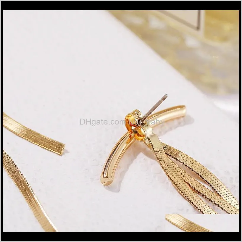 2020 New Arrival Long Tassel Stud Earrings for Women Girl Unique Design Creative Snake Bone Metal Gold Earrings female Jewelry