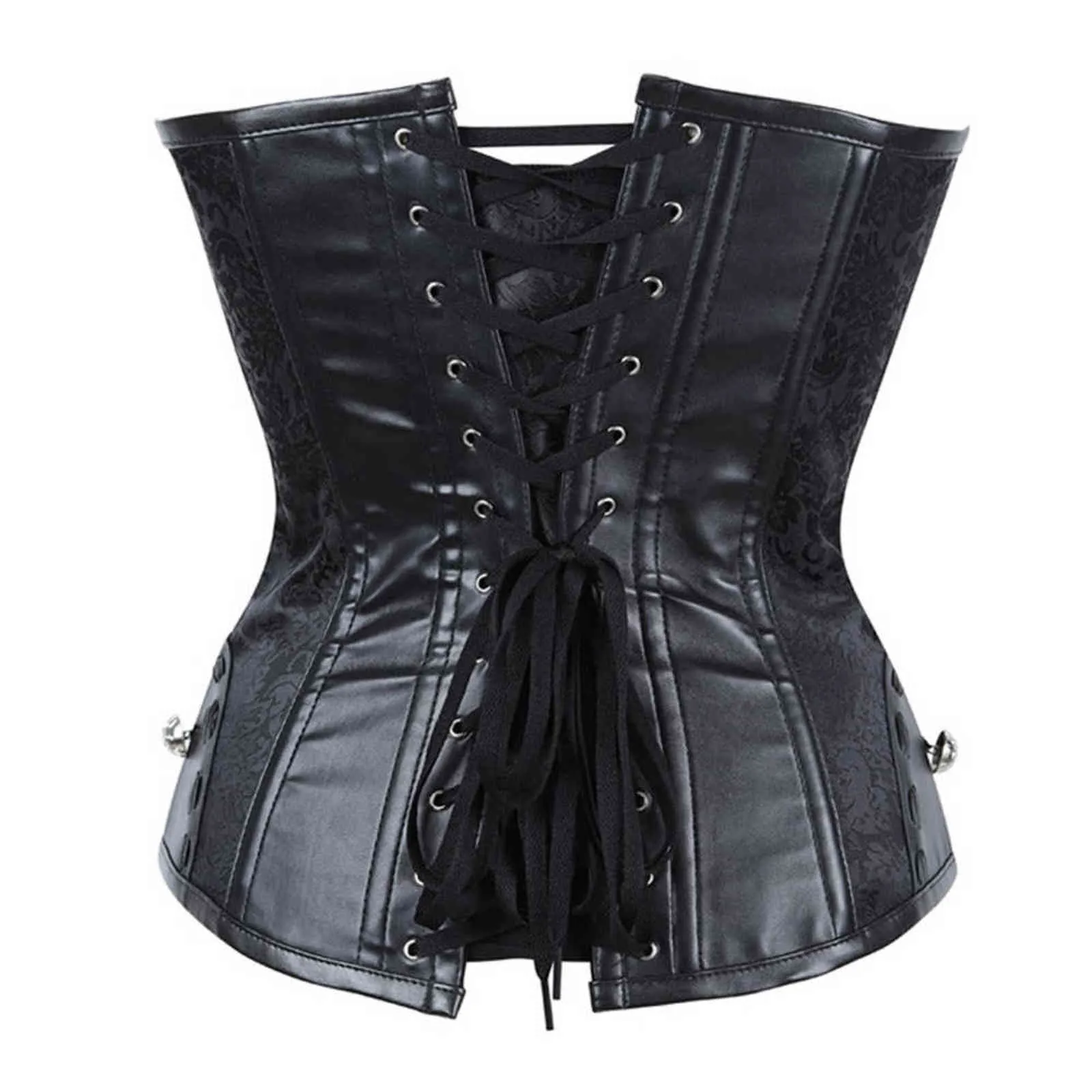 Nxy sexy set nemolemon steampunk sexy stalen boned bustier vrouwen punk goth kleding corset lace up overborst gorset zwarte lingerie korse 1130