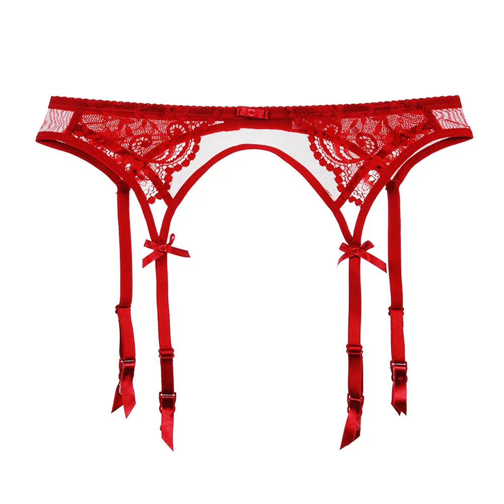 Varsbaby Lingerie Set Sexy Bra Panty Garter Belt Stockings 4 Piece (34B,  Wine Red) price in UAE,  UAE