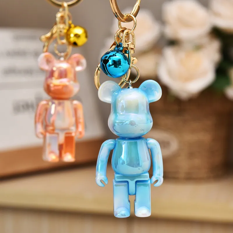 Cute Acrylic Bear Keychain for Women Pendant Transparent Keyring silicone String Lover Car Keychains Girl Gift