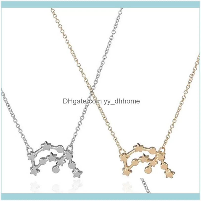 1Pc Chain Necklace Aquarius Zodiac Sign Astrology Pendants Gold Silver Plated Color Men Women Kids Birthday Gift Chains