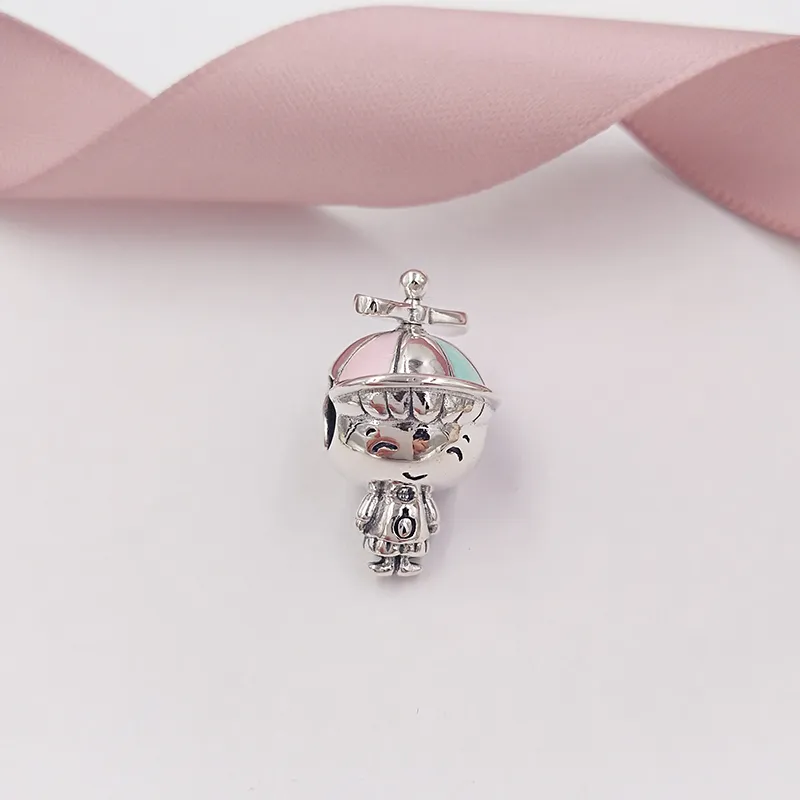 925 Silver wedding jewelry making pandora Propeller Hat Boy DIY charm touch bracelets fathers day gifts for wife women couples chain bead name necklace 798015ENMX