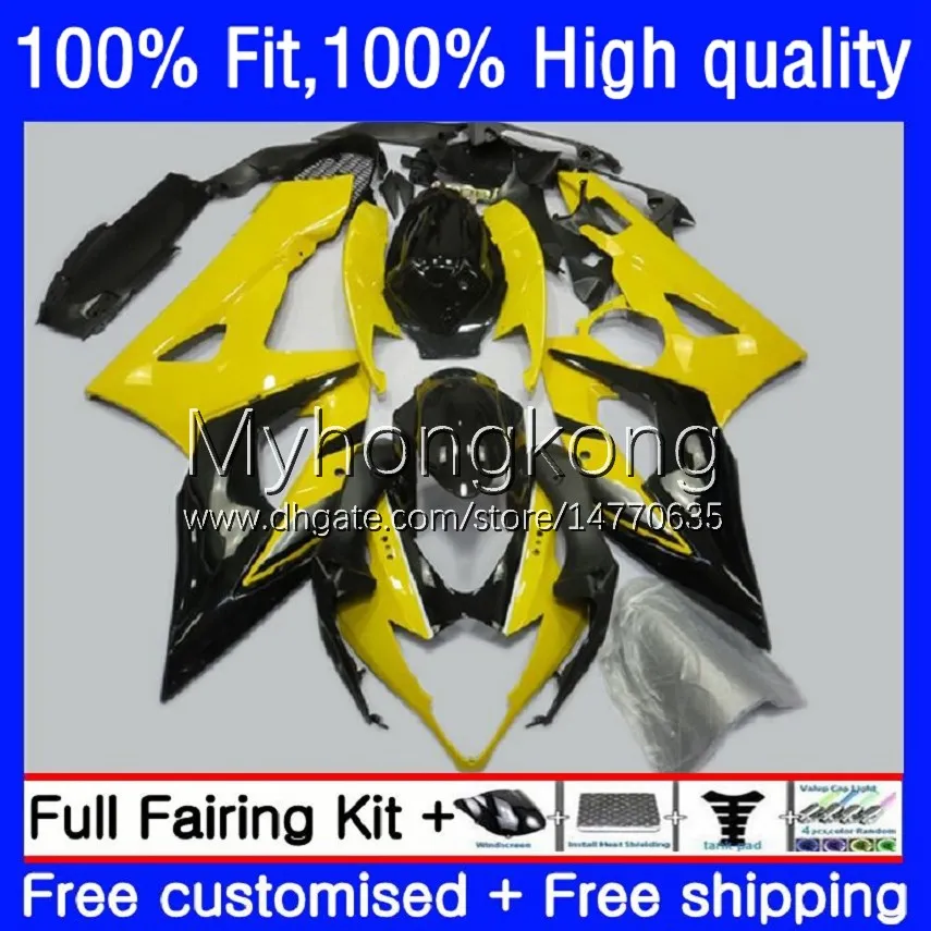 Bodys de Molde de Injeção para Suzuki GSXR1000 K5 GSX-R1000 Amarelo Black 05 06 Motocicleta Bodywork 26NO.61 GSXR 1000CC 1000 CC 2005 2006 GSXR-1000 2005-2006 Fairing OEM