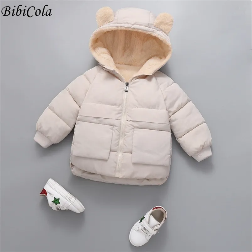 baby Girls Outerwear hoodies Winter Boys Cotton Thick Down Coats For Children Casual Warm Hooded Jackets Kids Clothes 210916