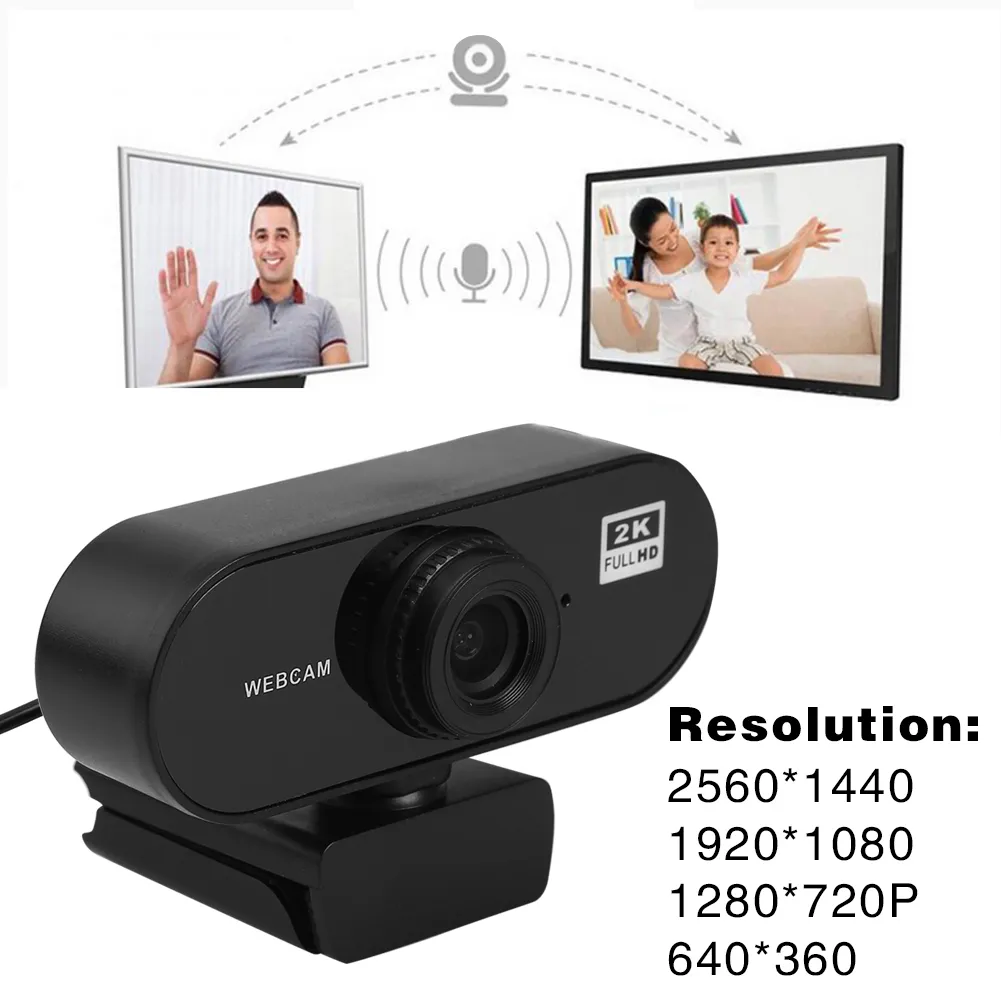 Caméra Web 2K 2560x1440 Pixels USB Smart TV Webcam avec Microphone ordinateur portable accessoire d'ordinateur de bureau
