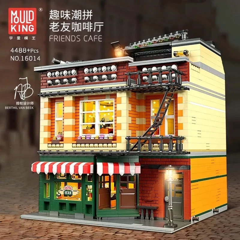 Friends Cafe House Building Blocks MOC Modular MOULD KING 16014 Movie Street Assembly Bricks Model Educational Children Birthday Toys Christmas Gifts For Kids