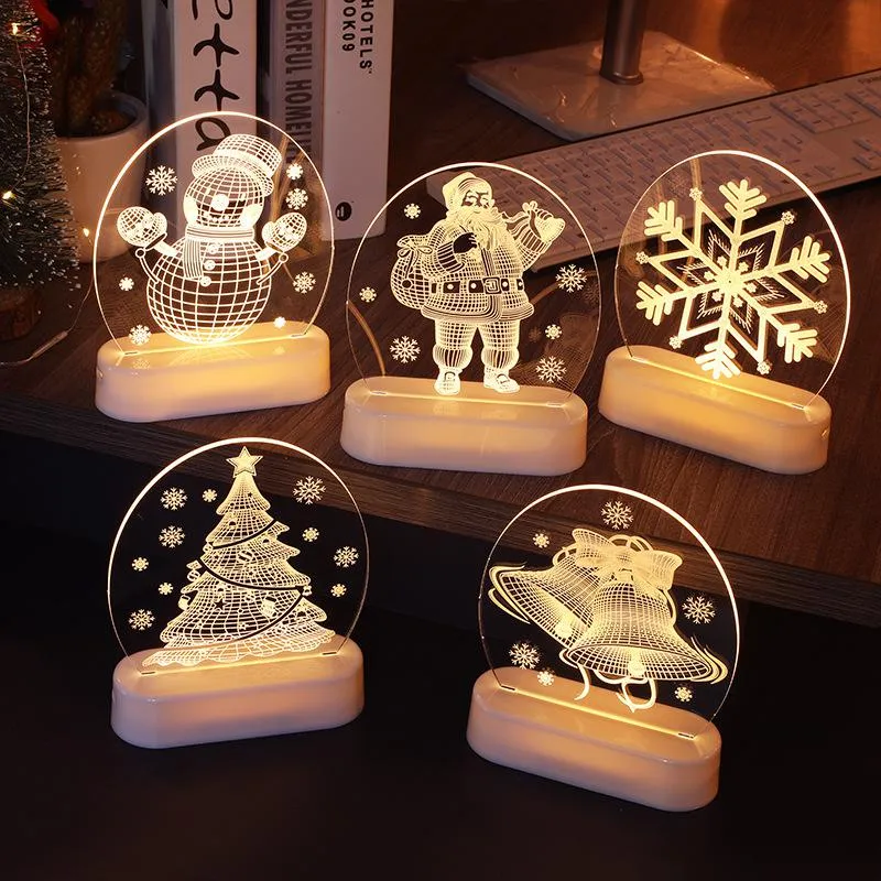 Christmas Night Lights Christmas Decorations Santa Snowman LED Light Bedroom 3D Table Lamp Xmas Gift w-01126