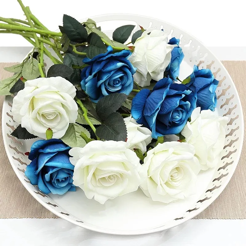  Rose Real Touch Artificial Flowers Rose Flowers Home decorations For Wedding Party Birthday Fake Cloth Flower