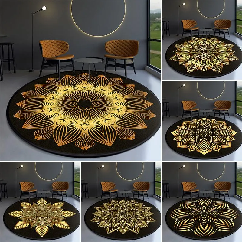 Carpets Geometric Pattern Circular Carpet Ethnic Style Retro Modern Bedroom Living Room Decorative Rugs For