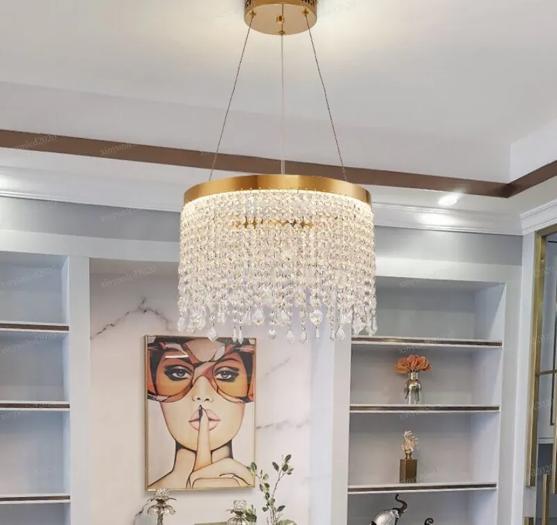 Polished Gold Luxury LED Chandelier For Modern Living Room Lighting With Long Crystal Garland Tassel And Round Design From Xinyunled2020 243.47 DHgate.Com