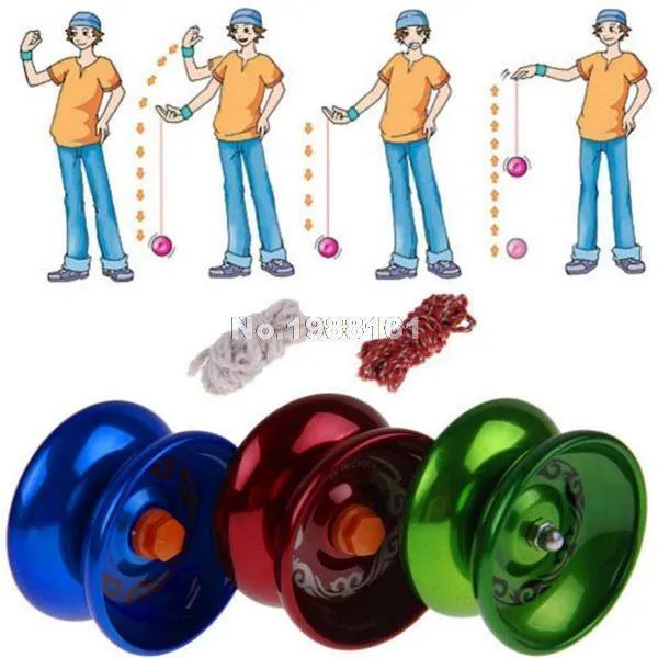 Mix Groothandel 6 Stuks Lichtmetalen Kinderspeelgoed Metalen Lager String Trick Diabolo Jojo Bal Grappige Yoyo
